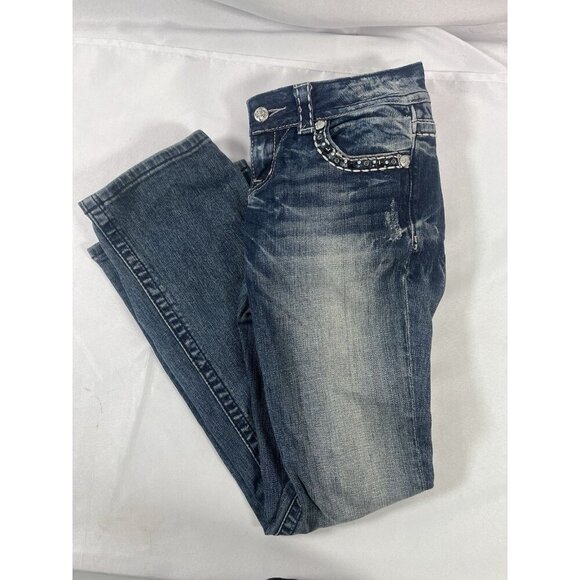 MISS ME JE5652ER Easy Boot Cut Flap Pockets Bling Jeans Distressed Size 26 - Picture 8 of 8